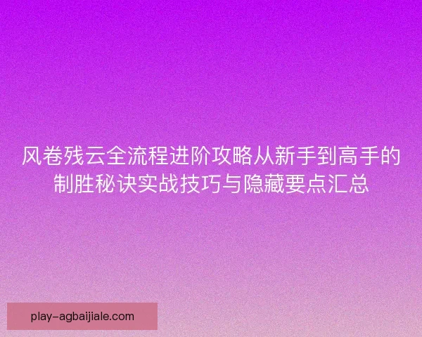风卷残云全流程进阶攻略从新手到高手的制胜秘诀实战技巧与隐藏要点汇总